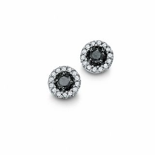 0.20 CT. T.W. Enhanced Black and White Diamond Frame Earrings in 10K White Gold