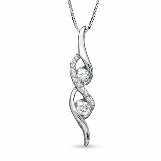 Sirena™ 0.25 CT. T.W. Diamond Two Stone Swirl Pendant in 14K White Gold