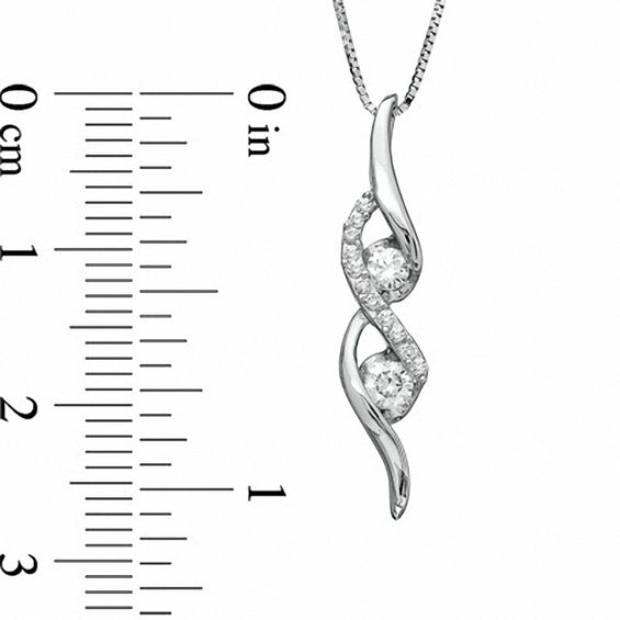 Sirena™ 0.25 CT. T.W. Diamond Two Stone Swirl Pendant in 14K White Gold