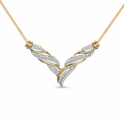 1.00 CT. T.W. Diamond Chevron Necklace in 10K Gold - 16"