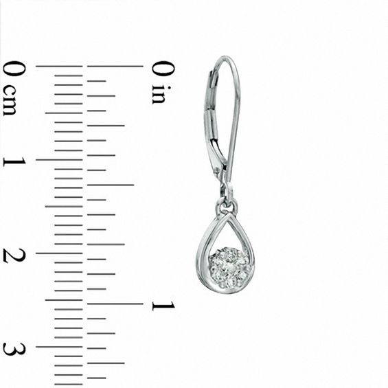 0.20 CT. T.W. Diamond Cluster Teardrop Earrings in 10K White Gold