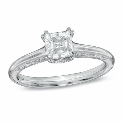 0.75 CT. T.W. Certified Princess-Cut Diamond Engagement Ring in 14K White Gold