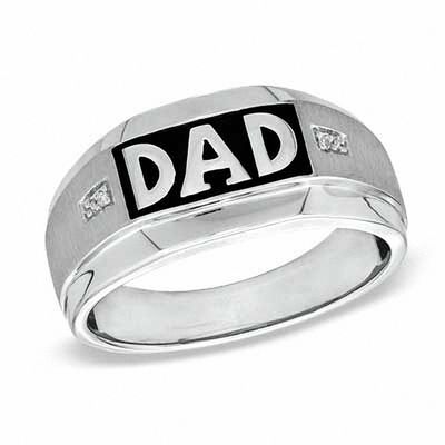 Men's Diamond Accent "DAD" Ring in 10K White Gold