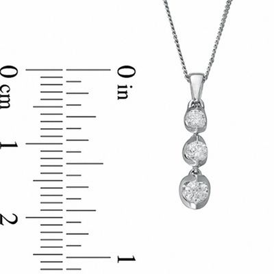 0.25 CT. T.W. Certified Canadian Diamond Three Stone Pendant in 14K White Gold (I/I2) - 17''