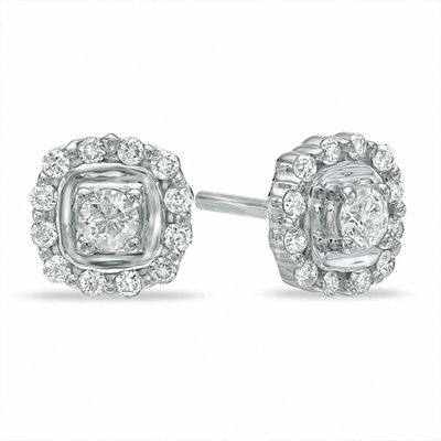 0.25 CT. T.W. Diamond Frame Earrings in 10K White Gold