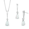 Thumbnail Image 0 of Pear-Shaped Lab-Created Opal and Diamond Accent Pendant and Earrings Set in Sterling Silver