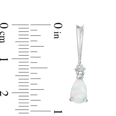 Pear-Shaped Lab-Created Opal and Diamond Accent Pendant and Earrings Set in Sterling Silver