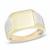 Men's 0.10 CT. T.W. Diamond Signet Ring in 10K Gold - Size 10