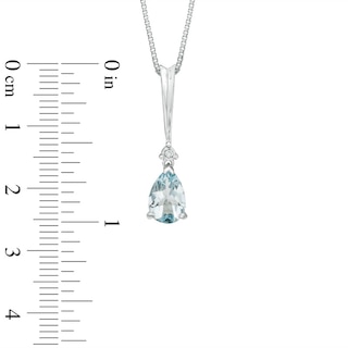 Pear-Shaped Aquamarine and Diamond Accent Stick Pendant and Earrings Set in Sterling Silver