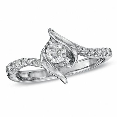 Sirena™ 0.33 CT. T.W. Diamond Swirl Engagement Ring in 14K White Gold