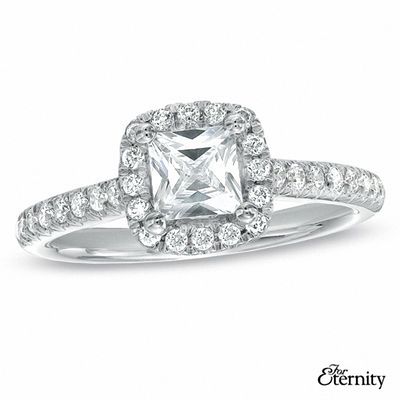 For Eternity 1.00 CT. T.W. Princess-Cut Diamond Frame Engagement Ring in 14K White Gold