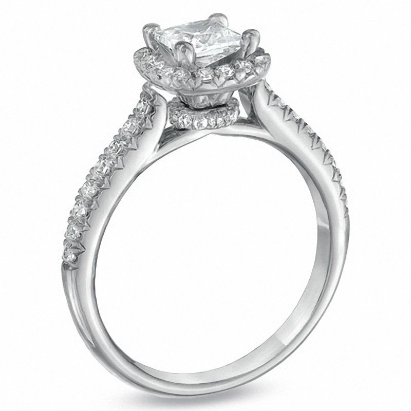 For Eternity 1.00 CT. T.W. Princess-Cut Diamond Frame Engagement Ring in 14K White Gold