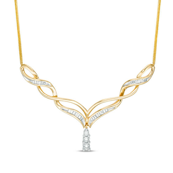 0.10 CT. T.W. Diamond Chevron Necklace in 10K Gold