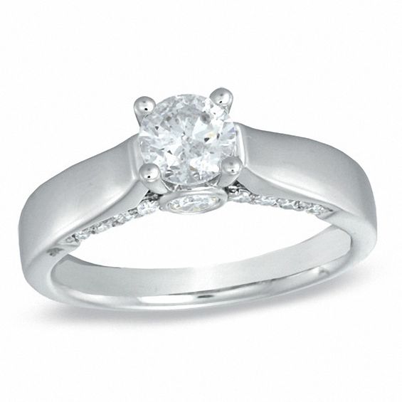 CT. T.W. Certified Diamond Engagement Ring in 14K White Gold (J/I2