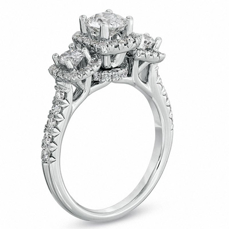 For Eternity 1.50 CT. T.W. Diamond Three Stone Frame Ring in 14K White Gold