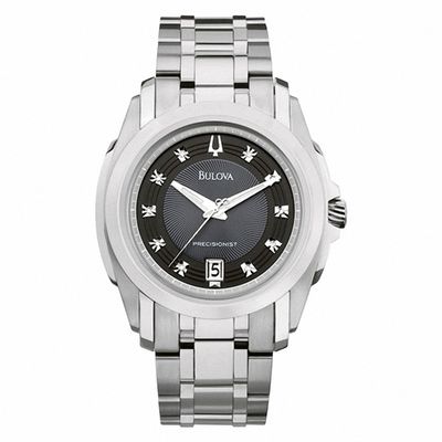 Men's Bulova Precisionist Longwood Diamond Accent Watch with Black Dial (Model: 96D110)