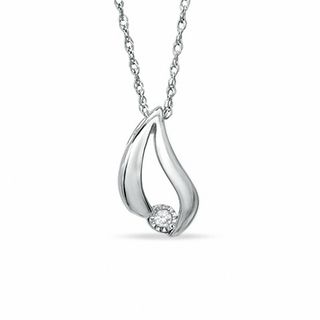 Diamond Accent Drop Pendant in 10K White Gold