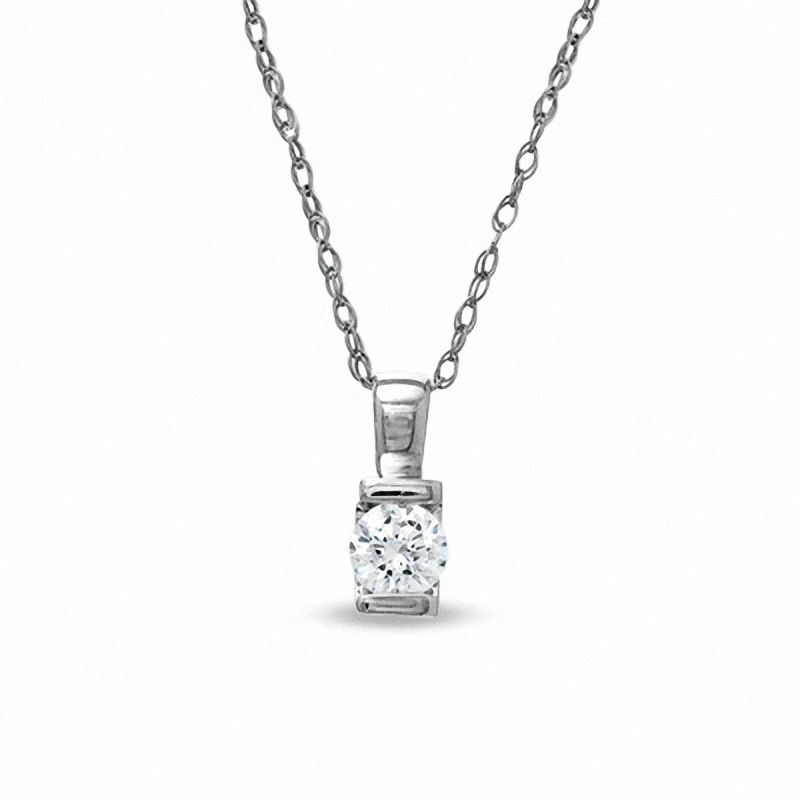 0.12 CT. Diamond Solitaire Pendant in 10K White Gold|Peoples Jewellers
