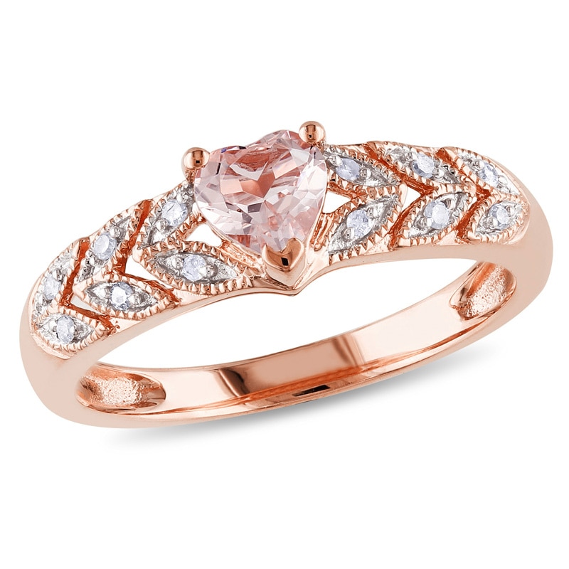 Heart-Shaped Morganite and Diamond Accent Ring in 10K Gold|Peoples Jewellers