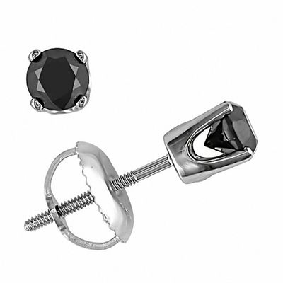 CT. T.W. Black Diamond Stud Earrings in 14K White Gold