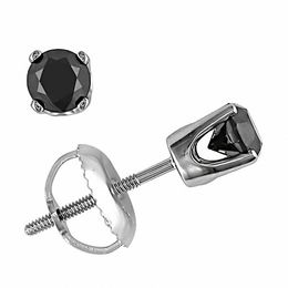 1.00 CT. T.W. Black Diamond Stud Earrings in 14K White Gold