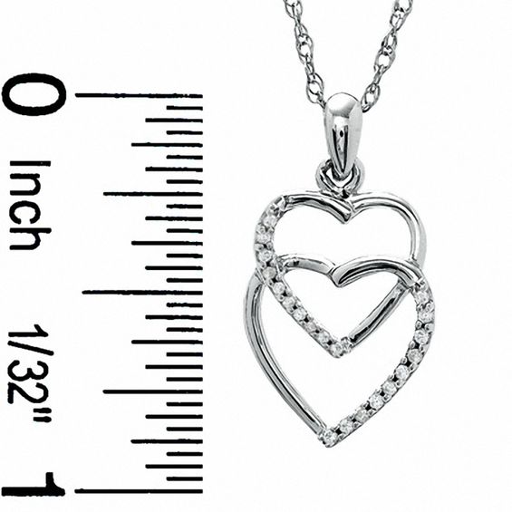 Diamond Accent Double Heart Pendant in Sterling Silver