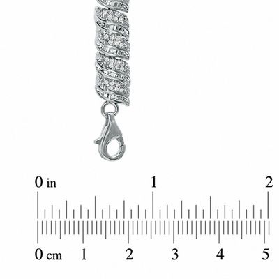 1.00 CT. T.W. Round and Baguette Diamond Bracelet in Sterling Silver