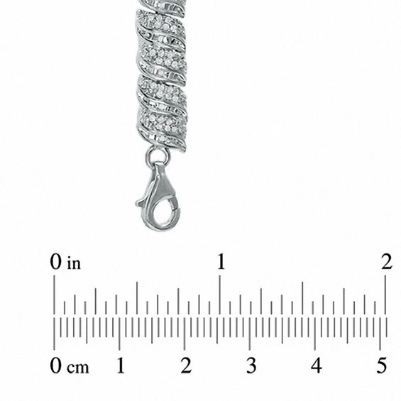 1.00 CT. T.W. Round and Baguette Diamond Bracelet in Sterling Silver