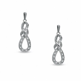 0.12 CT. T.W. Diamond Knotted Swirl Drop Earrings in Sterling Silver