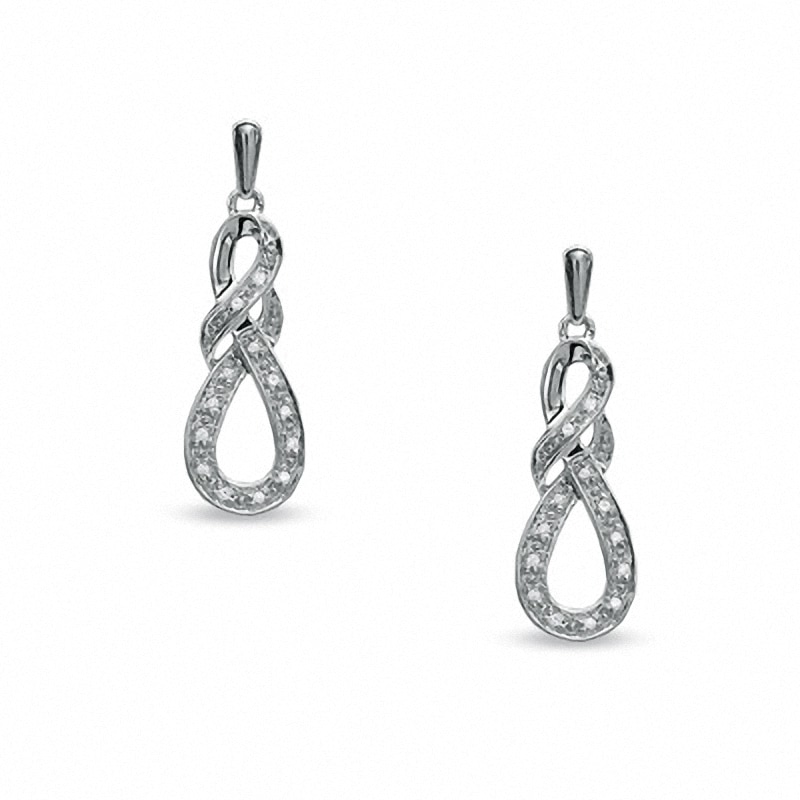0.12 CT. T.W. Diamond Knotted Swirl Drop Earrings in Sterling Silver|Peoples Jewellers
