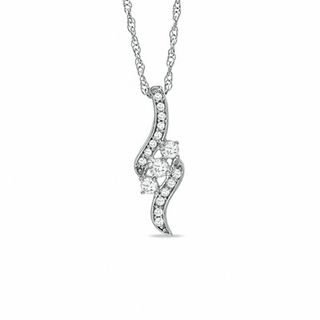 0.25 CT. T.W. Diamond Bypass Pendant in 10K White Gold