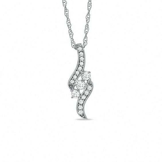 0.25 CT. T.W. Diamond Bypass Pendant in 10K White Gold