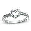 Thumbnail Image 0 of 0.10 CT. T.W. Diamond Heart Promise Ring in 10K White Gold