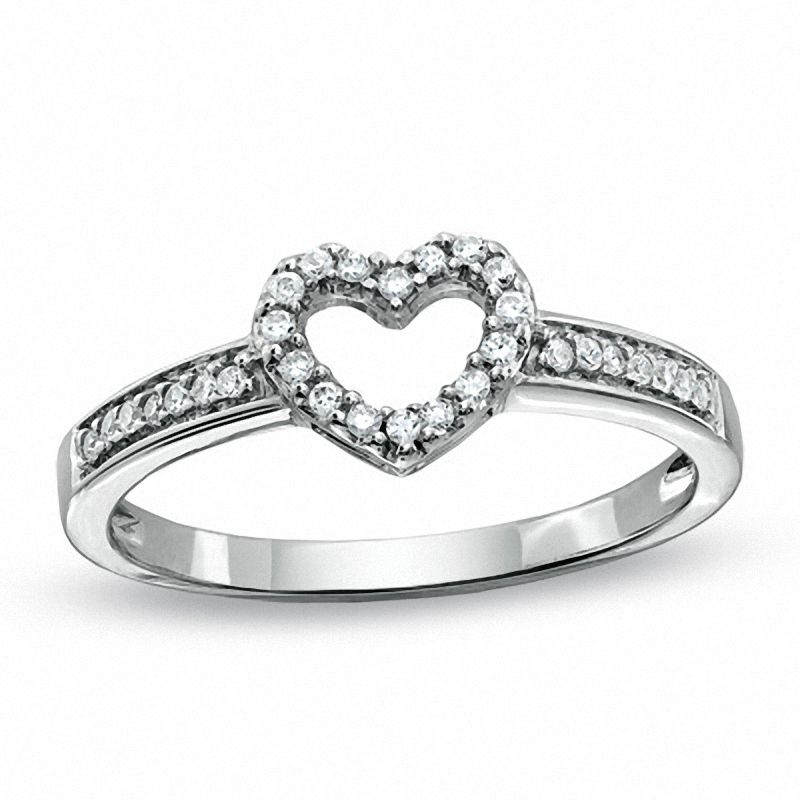0.10 CT. T.W. Diamond Heart Promise Ring in 10K White Gold|Peoples Jewellers