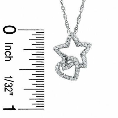 0.20 CT. T.W. Diamond Heart and Star Pendant in Sterling Silver