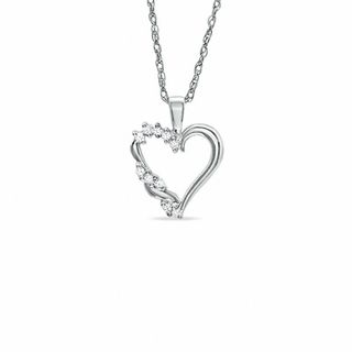 0.12 CT. T.W. Diamond Heart Pendant in Sterling Silver