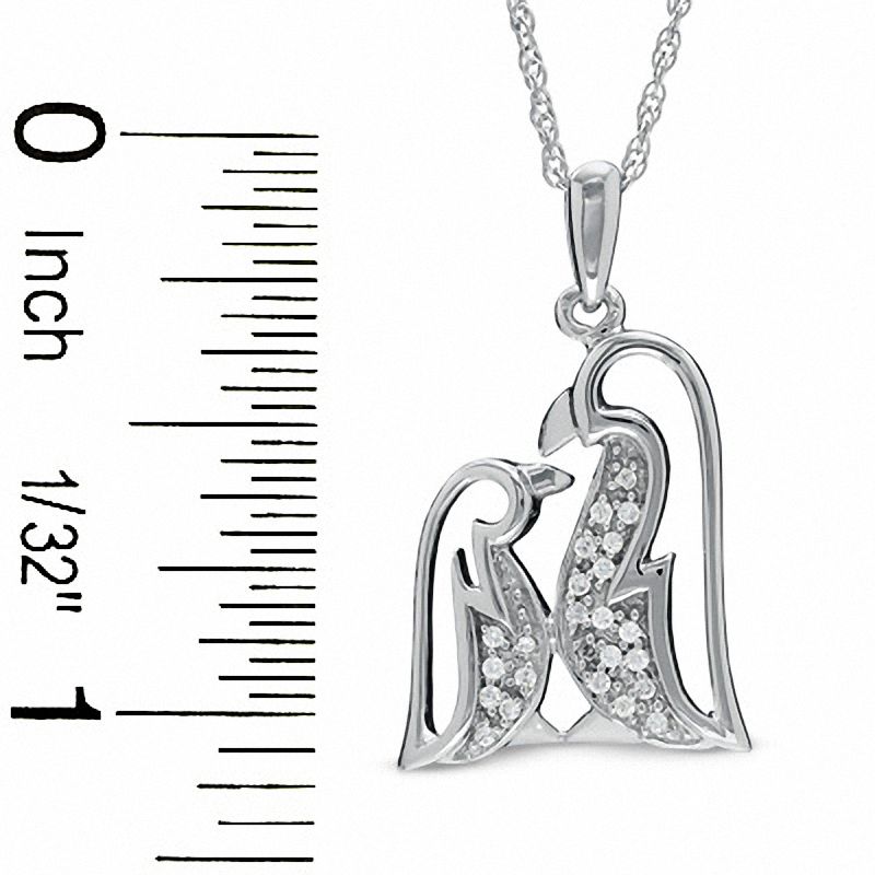 0.10 CT. Diamond Penguin Love Pendant in Sterling Silver|Peoples Jewellers