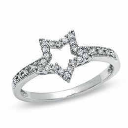 0.13 CT. T.W. Diamond Star Outline Ring in Sterling Silver