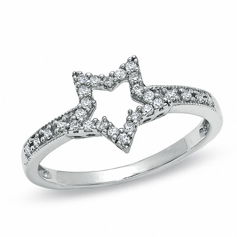 0.13 CT. T.W. Diamond Star Outline Ring in Sterling Silver|Peoples Jewellers