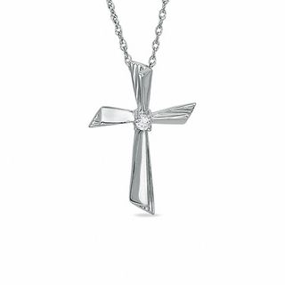 Diamond Accent Cross Pendant in Sterling Silver