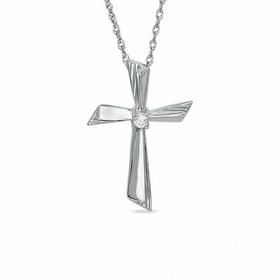 Diamond Accent Cross Pendant in Sterling Silver