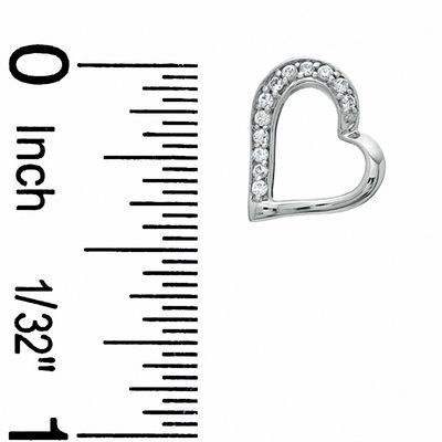 0.16 CT. T.W. Diamond Tilted Heart Stud Earrings in Sterling Silver