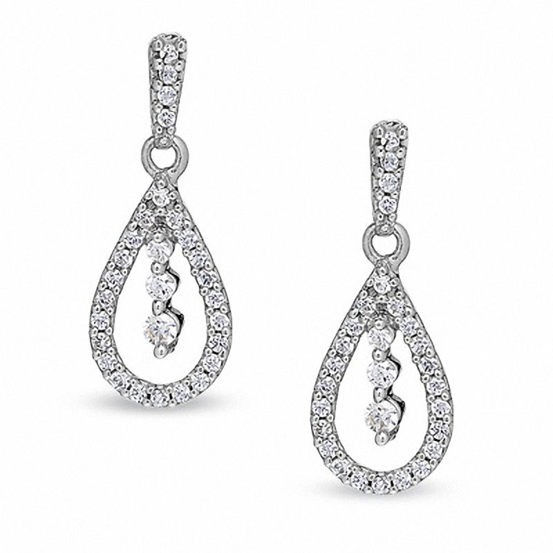 0.33 CT. T.W. Diamond Pear-Shaped Drop Earrings in 10K White Gold|Peoples Jewellers
