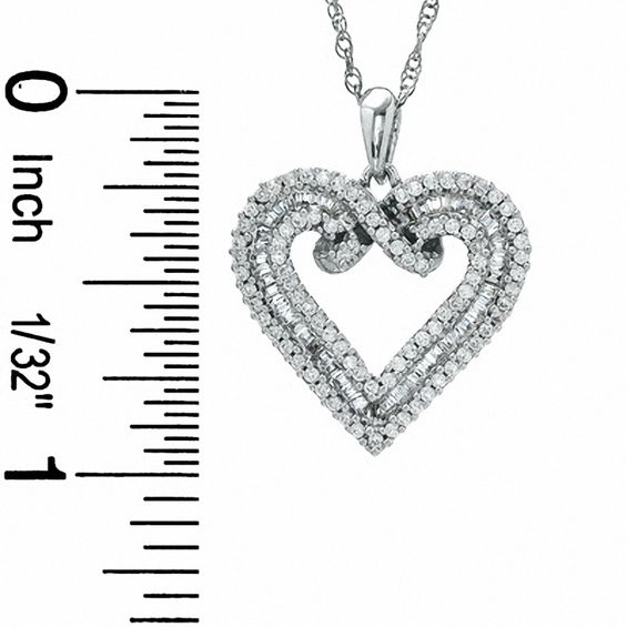 0.33 CT. T.W. Diamond Pretzel Heart Pendant in Sterling Silver