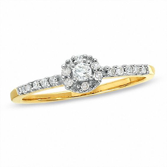 0.16 CT. T.W. Diamond Round Bezel Promise Ring in 10K Gold