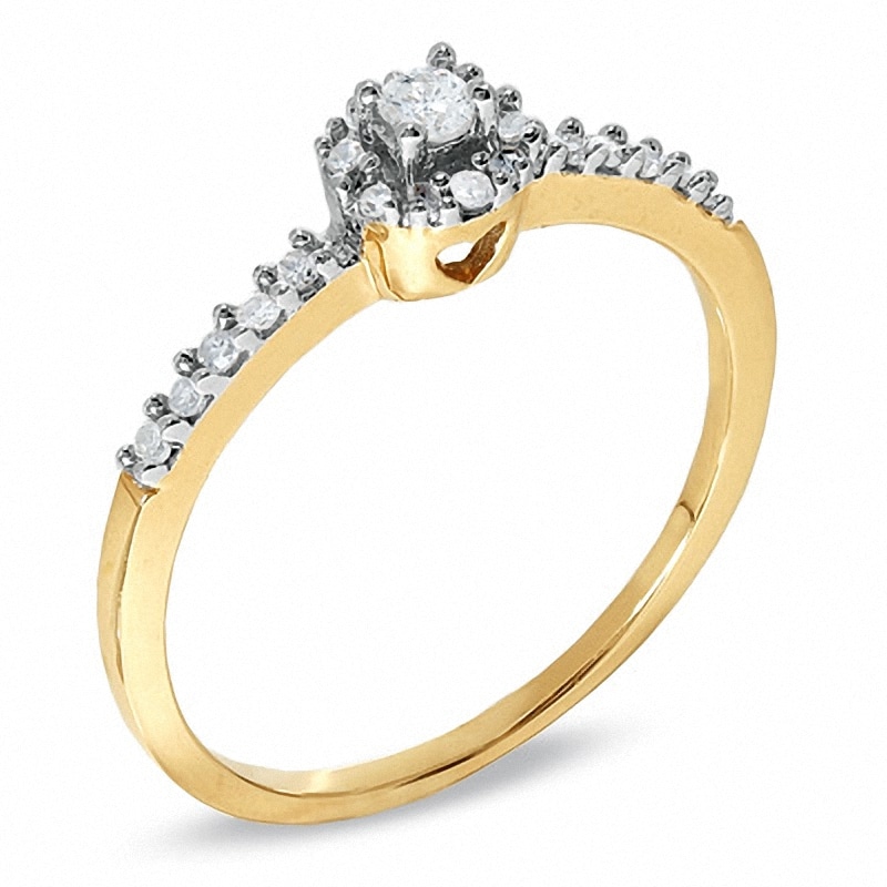 0.16 CT. T.W. Diamond Round Bezel Promise Ring in 10K Gold|Peoples Jewellers