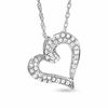 0.20 CT. T.W. Diamond Pavé Tilted Heart Pendant in 10K White Gold