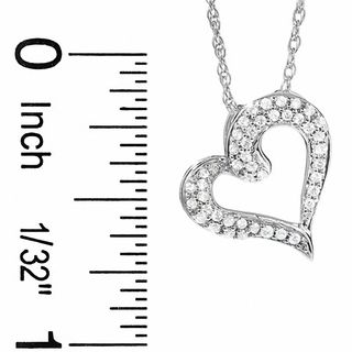 0.20 CT. T.W. Diamond Pavé Tilted Heart Pendant in 10K White Gold