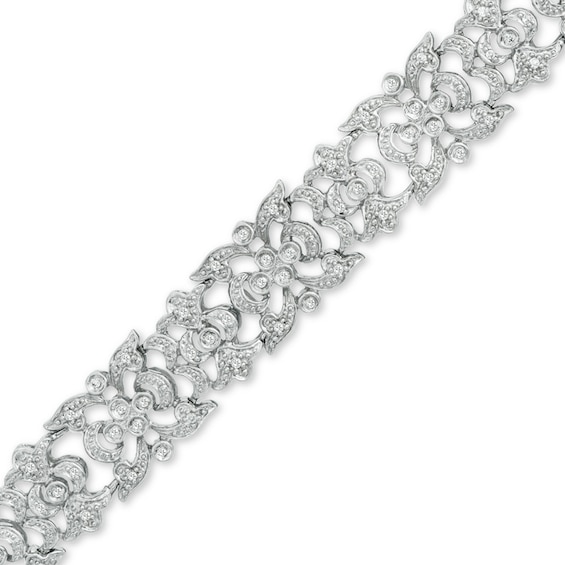 0.50 CT. T.W. Diamond Vintage Scroll Bracelet in Sterling Silver