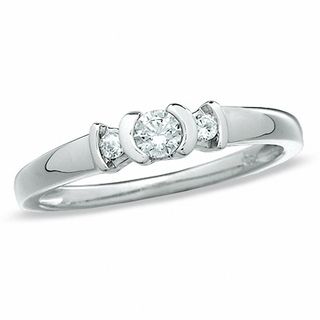 0.20 CT. T.W. Diamond Three Station Promise Ring in 10K White Gold